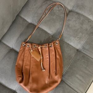 DKNY Tan Leather Shoulder Bag